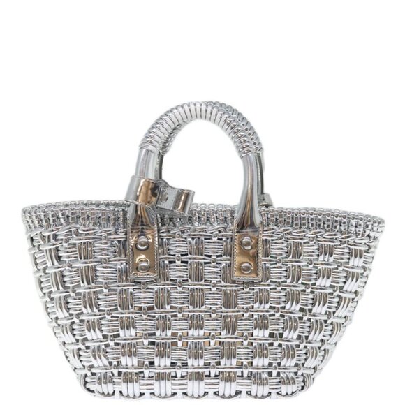 BALENCIAGA Bistro XS Hand Bag Wicker 2way Silver 671342 Auth 71589A - Picture 2 of 15
